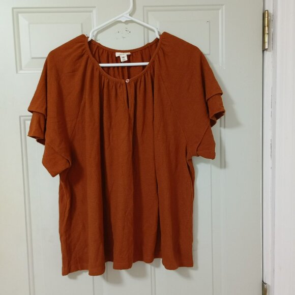 a.n.a A New Approach Womens Rust Blouse Size XXL With Bell Sleeves - Picture 3 of 11